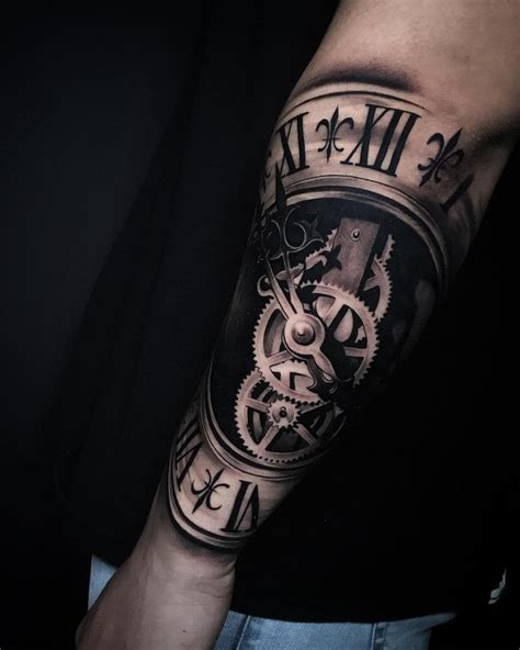 Clock Tattoo Halfsleeve By Benthomasart Clock Tattoo Gear Tattoo