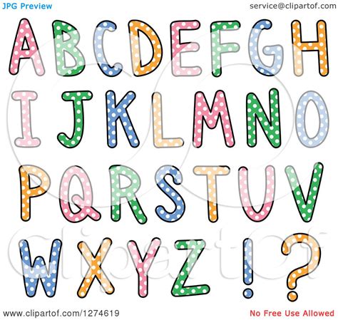 Clipart Of Colorful Capital Alphabet Letters With Polka Dots Royalty
