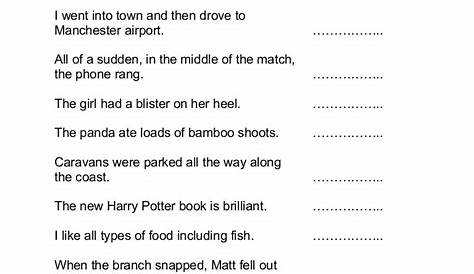 identify sentence types worksheet