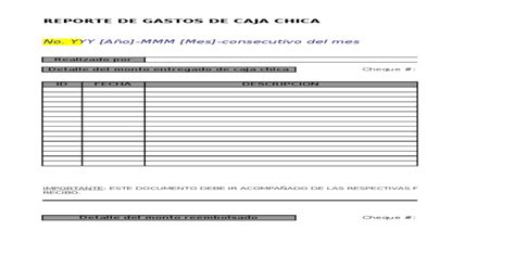 Formato Reporte Reembolso De Caja Chica V1 Pdf Document
