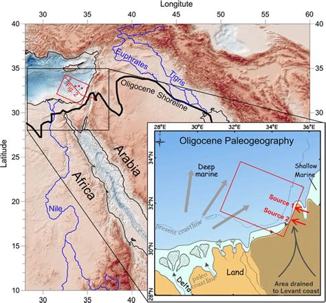 Location Map With Present Topography And Main Middle East Rivers