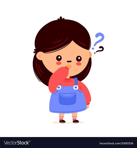 Cute Funny Girl With Question Mark Royalty Free Vector Image