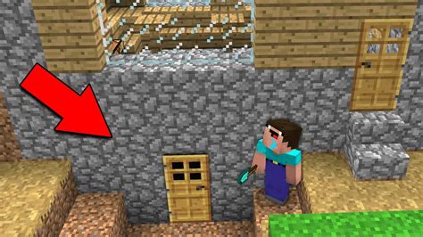 Noob Digging Dirt And Found Secret Door Under Villager House Minecraft