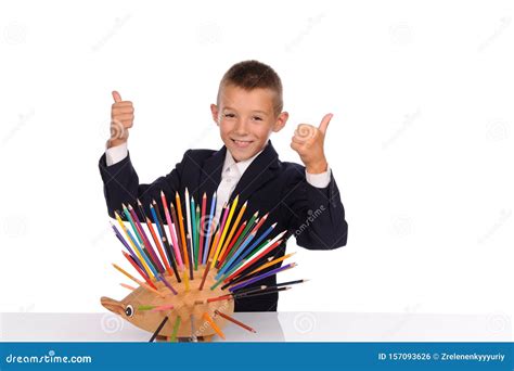 Schoolboy With Pencils Stock Photo Image Of Caucasian 157093626