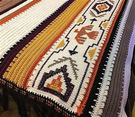 Vintage Crochet Afghan Indian Blanket Pattern Pdf Instant Etsy Australia