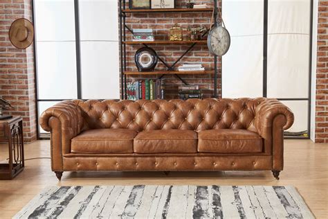 Century Chesterfield Sofa Light Chestnut Leatherdefault Title Living Room Leather Leather