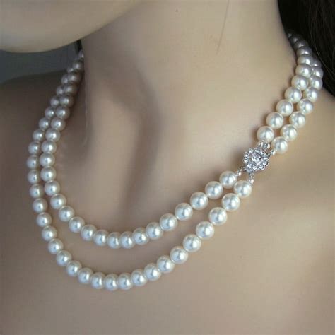 Wedding Jewelry Double Strand Pearl Necklace By JaniceMarie
