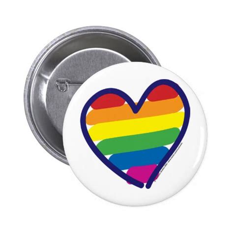 Gay Pride Rainbow Heart Pinback Button Zazzle