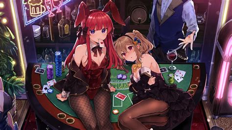 Wallpaper Long Hair Redhead Brunette Playing Cards