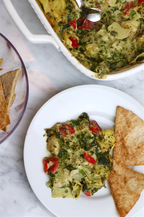 Vegan Spinach Artichoke Dip With Roasted Red Peppers Whitney E Rd