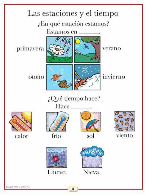 Seasons In Spanish Worksheet Best Of Week 5 Seasons Weather And Time