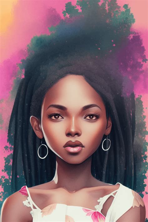 Cute Black Girl Half Body Digital Painting · Creative Fabrica