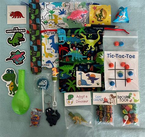Filled Dinosaur Goodie Bags With Treasures And Fun Snacks Etsy