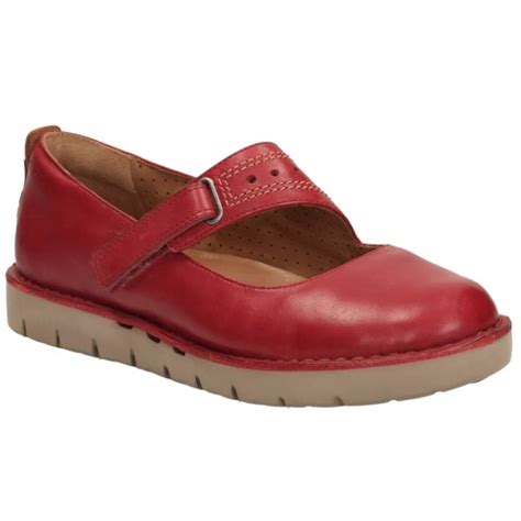 Clarks Womens Un Briarcrest Red Leather Mary Jane Shoes