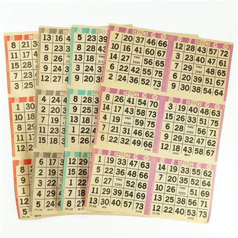 Bingo Cards Large Paper Sheets Lot Of 7 With 6 Cards Per Sheet Bingo