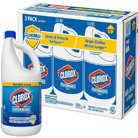 3 Packclorox Performance Bleach With Cloromax Scent Regular 121 Ounce