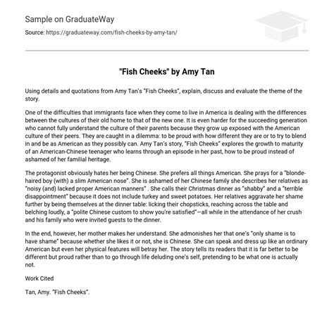 ⇉fish Cheeks By Amy Tan Essay Example Graduateway