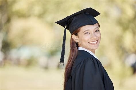 Portrait Student Smile And Graduation Of Woman From Brazil Outdoor In