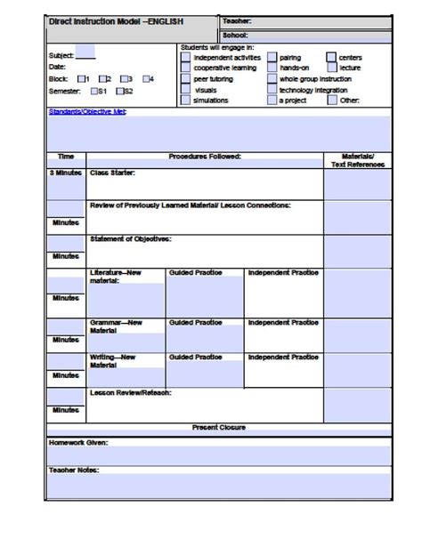 Secondary Lesson Plan Template Inspirational Download High School