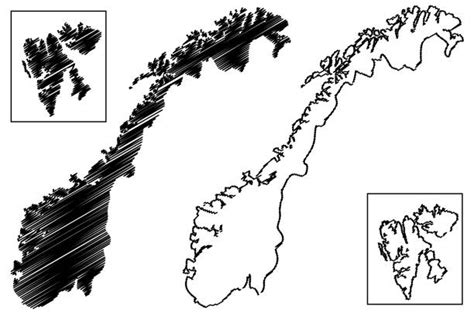 Norway Outline Map Drawing Illustrations Royalty Free Vector Graphics