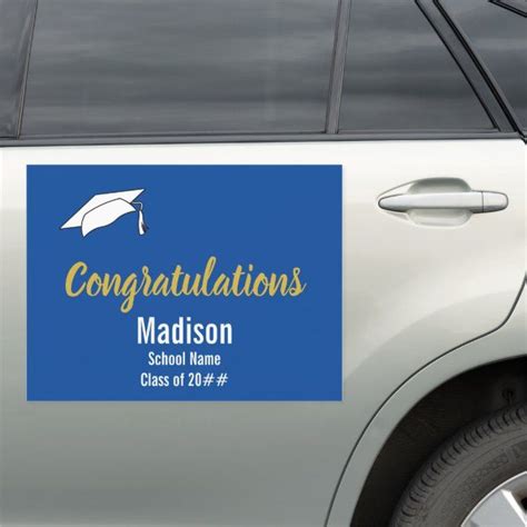 Blue And White Congratulations To The Graduate Car Magnet Zazzle