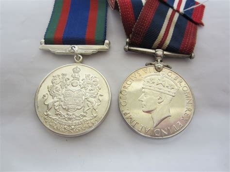 2 Canadian Sterling Silver World War 2 Medals