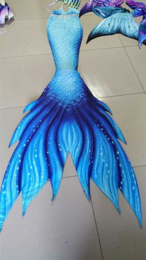 2018 Blue Fabric Mermaid Tail For Swimming With Monofin For Teen Girls Kids