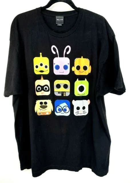 Disney Pixar Icons T Shirt Black Square Characters Tee Size Xxl 2xl 20
