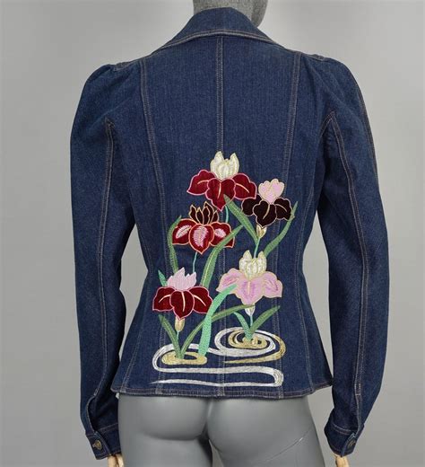 Vintage Christian Dior Boutique Embroidered Heart Pocket Denim Jacket