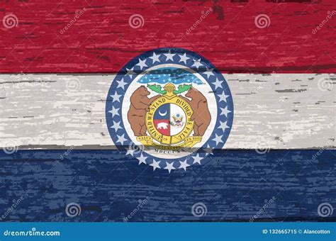 Missouri State Flag On Old Timber Stock Vector Illustration Of Flag