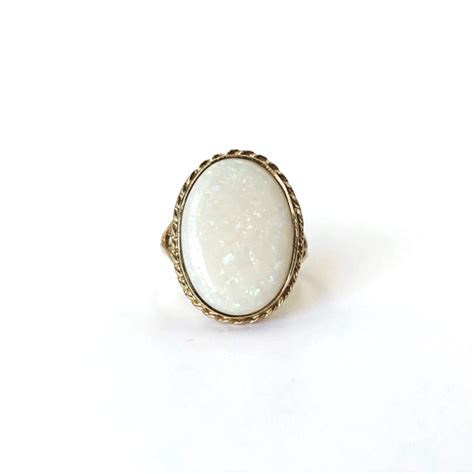 Vintage Gouden Ring Cosmic Opal Opaal Sieradenmeisje