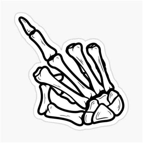 Skeleton Hand Middle Finger Sticker For Sale By Partysparkle Redbubble