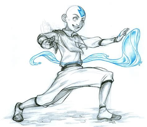 Aang Water Bending Avatar The Last Airbender Drawings Avatar Airbender