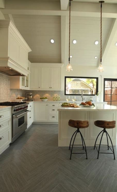 Pendant lights with single flexible cable or chain can. Kitchen Vaulted Ceiling Design Ideas