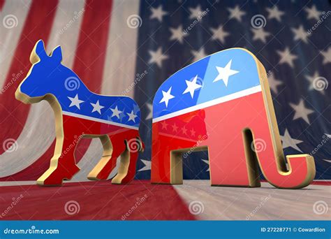 Democrat And Republican Symbols Cartoon Vector