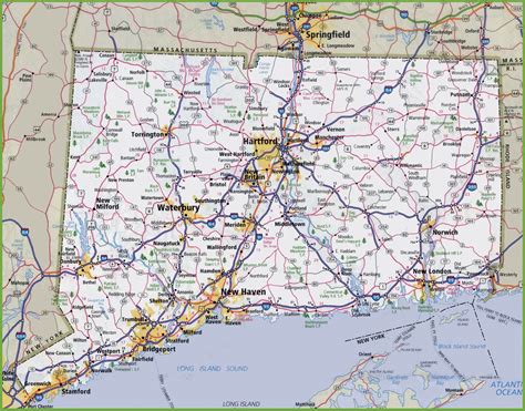 Large Detailed Map Of Connecticut With Cities And Towns Poster Prints Poster Pictures