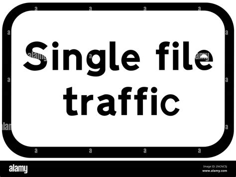 Single File Traffic Ahead British Road Sign Stock Photo Alamy