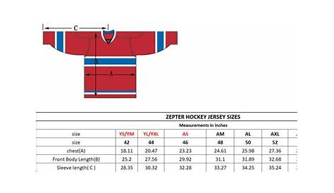 hockey jersey size chart