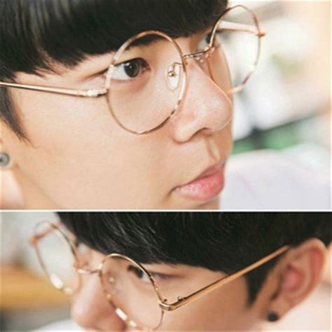 New Cheap Oversized Korean Round Glasses Frame Clear Lens Women Men Retro Gold Eyeglass Optic