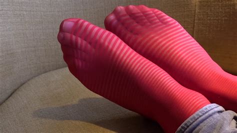 Red Striped Sheer Nylon Feet Socks Youtube