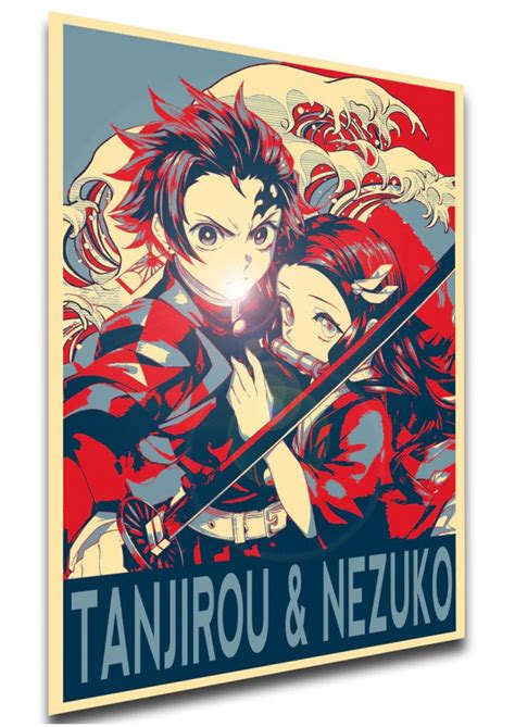 Affiche Demon Slayer Tanjirou And Nezuko Propaganda Poster Ou Cadre