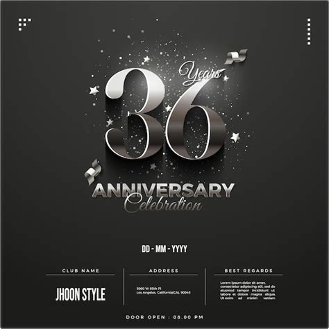 Premium Vector 36th Anniversary With Glowing Numbers On Dark Background