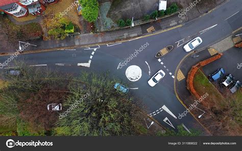 Aerial View Of A Roundabout Road Junction In The Uk — Stock Photo