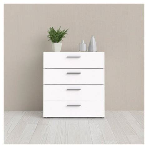 Levan Home Contemporary Style White 4 Drawer Chestbedroom Dresser The