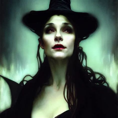 Krea Hyperrealistic Portrait Of A Woman As A Vampire Witch In A Black