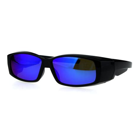 Polarized Antiglare Reflective Color Mirror Lens Mens 58mm Fit Over Sunglasses Black Blue