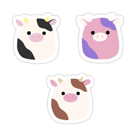 Squishmallow Cows Sticker Pack Conner Patty Ronnie Sticker By Lilziti En 2021 Pegatinas