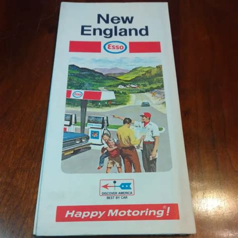 1971 Esso Humble Oil Road Map New England Massachusetts Connecticut