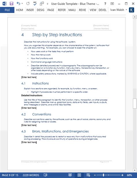 User Guide Templates 5 X Ms Word Ms Word Tips Tutorials Videos