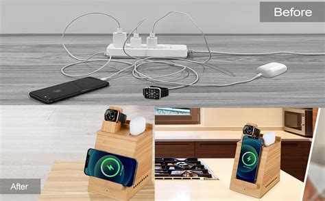 Bamboo Wireless Charging Station For Iphone Othoking 3 In